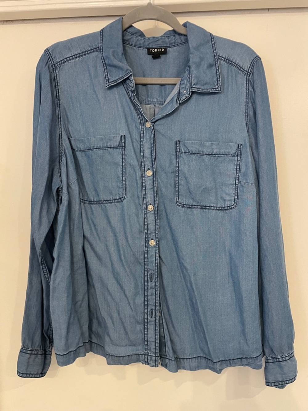 torrid Light Blue Denim Button-Down Shirt